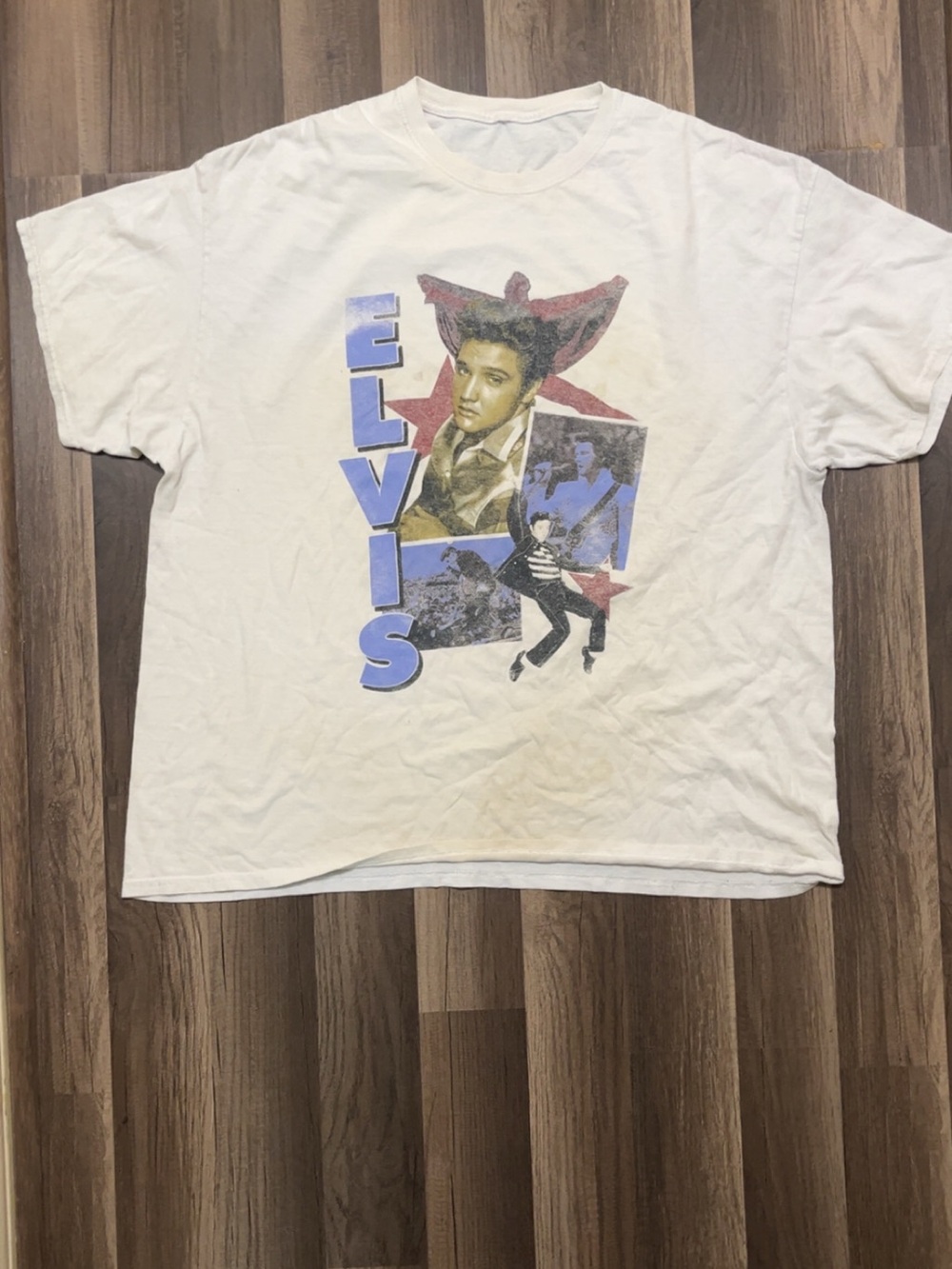 ELVIS PRESLEY Mens 2XL XXL White Band Shirt